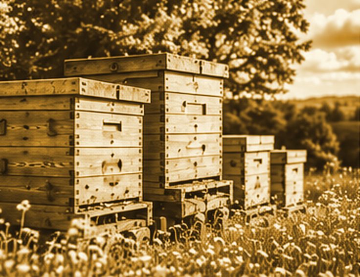 Bienenbeuten auf einer Blumenwiese